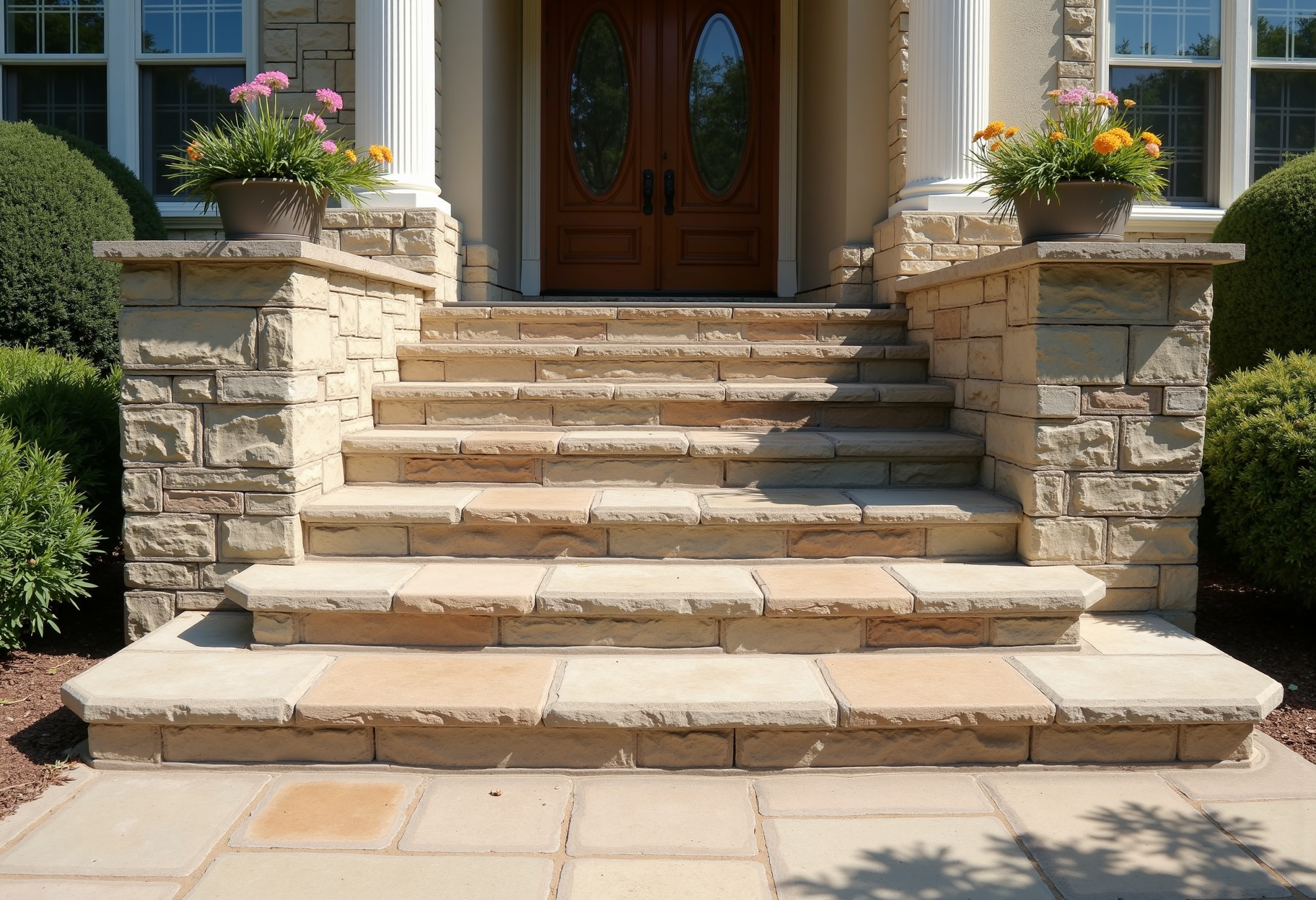 Stone front steps